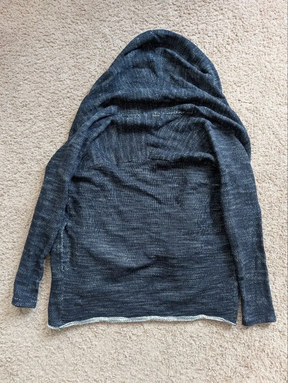 Lucky Brand Womens Navy Blue Heather Gray Open Front Shawl Collar Cardigan Small